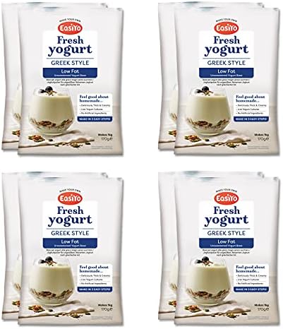 EasiYo Greek Style Low Fat Yogurt 8 Sachet Pack | Each Sachet Makes 1KG of Yoghurt