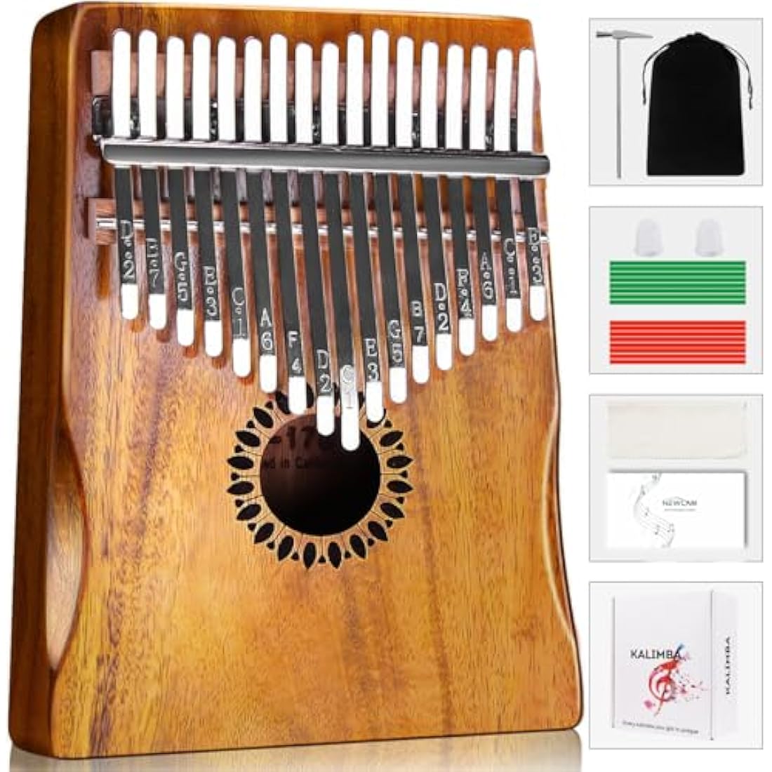 Newlam Kalimba Thumb Piano 17 Keys, Portable Marimbas Finger Piano Gifts for Kids and Adults Beginners