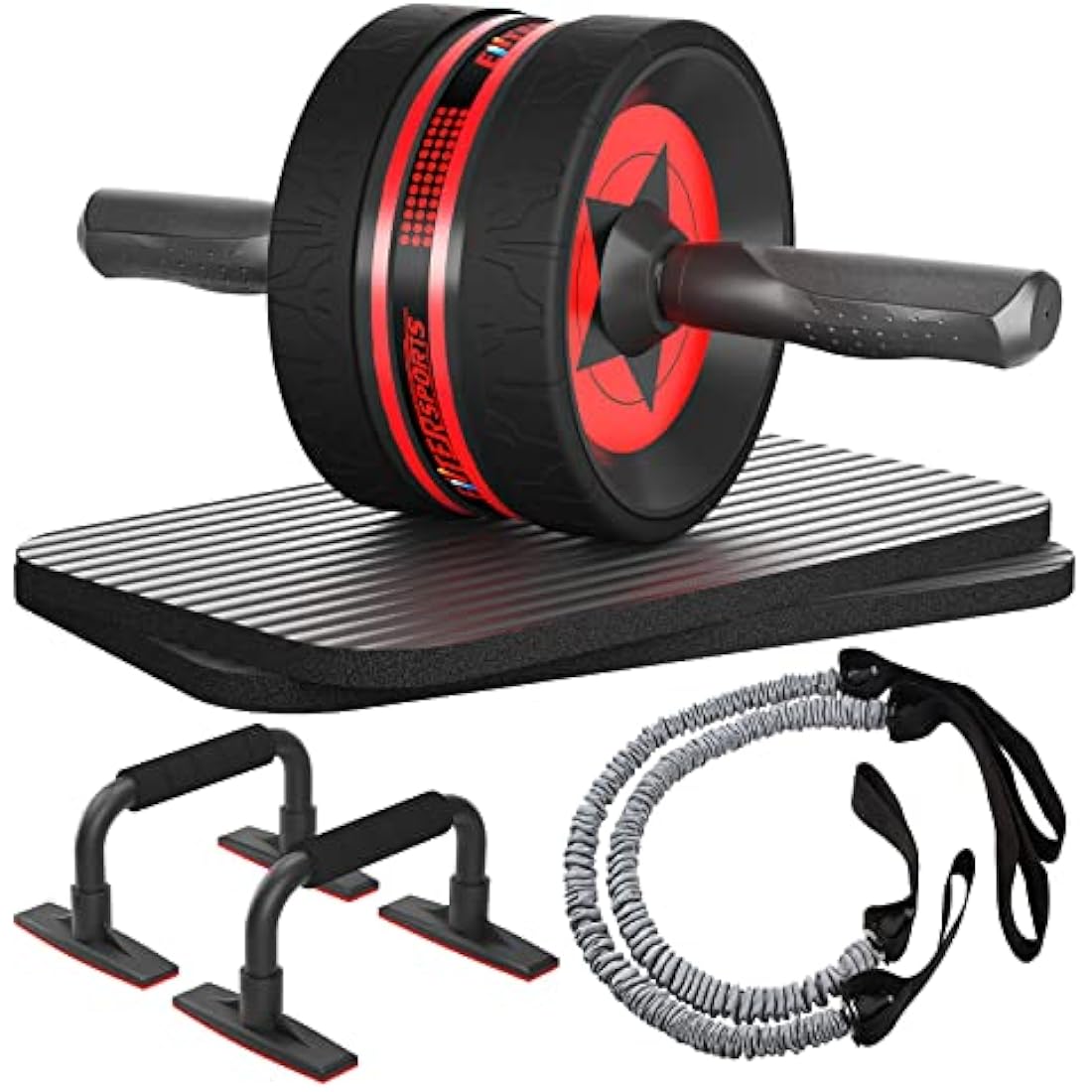 EnterSports Ab Rollers, Ab Trainer for Home with Two Knee Mats, Ab Wheel for Abdominal Muscle Training, Ab Exercise Wheels, Suitable for Beginners, Advanced and Professionals