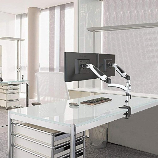 Amer Dual Articulating Arms Mount for Monitor - Black, Chrome, White