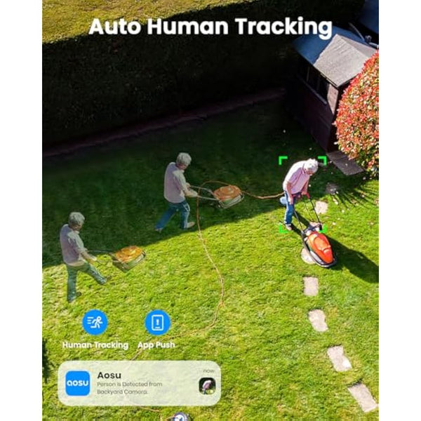 AOSU 3K Solar Camera Outdoor Wireless – 5MP Security Camera, Motion & Human Tracking, 360° PTZ, Zoom & Wide View, Color Night Vision, Two-Way Talk, WiFi, Solar Panel Powered, Alexa