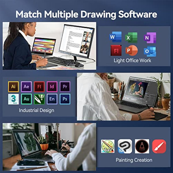 Drawing Tablet, Portable Graphics Tablet with Battery-Free Stylus and 10 Shortcut Keys, 8192 Pressure Sensitivity Digital Graphics Drawing Pad for Windows/Mac/Linux/Android/Chrome OS/OSU