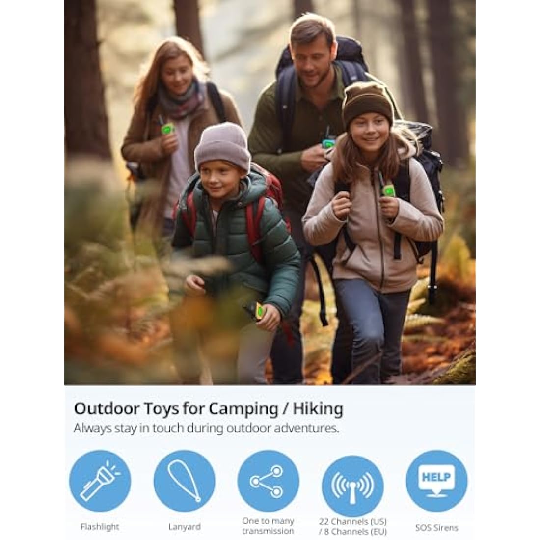 Inspireyes Walkie Talkies for Kids Rechargeable, 48 Hours Working Time 2 Way Radio Long Range, Outdoor Camping Games Toy Birthday Xmas Gift for Boys Age 8-12 and Girls Age 3-5,Toys for 8 Year Old Boys