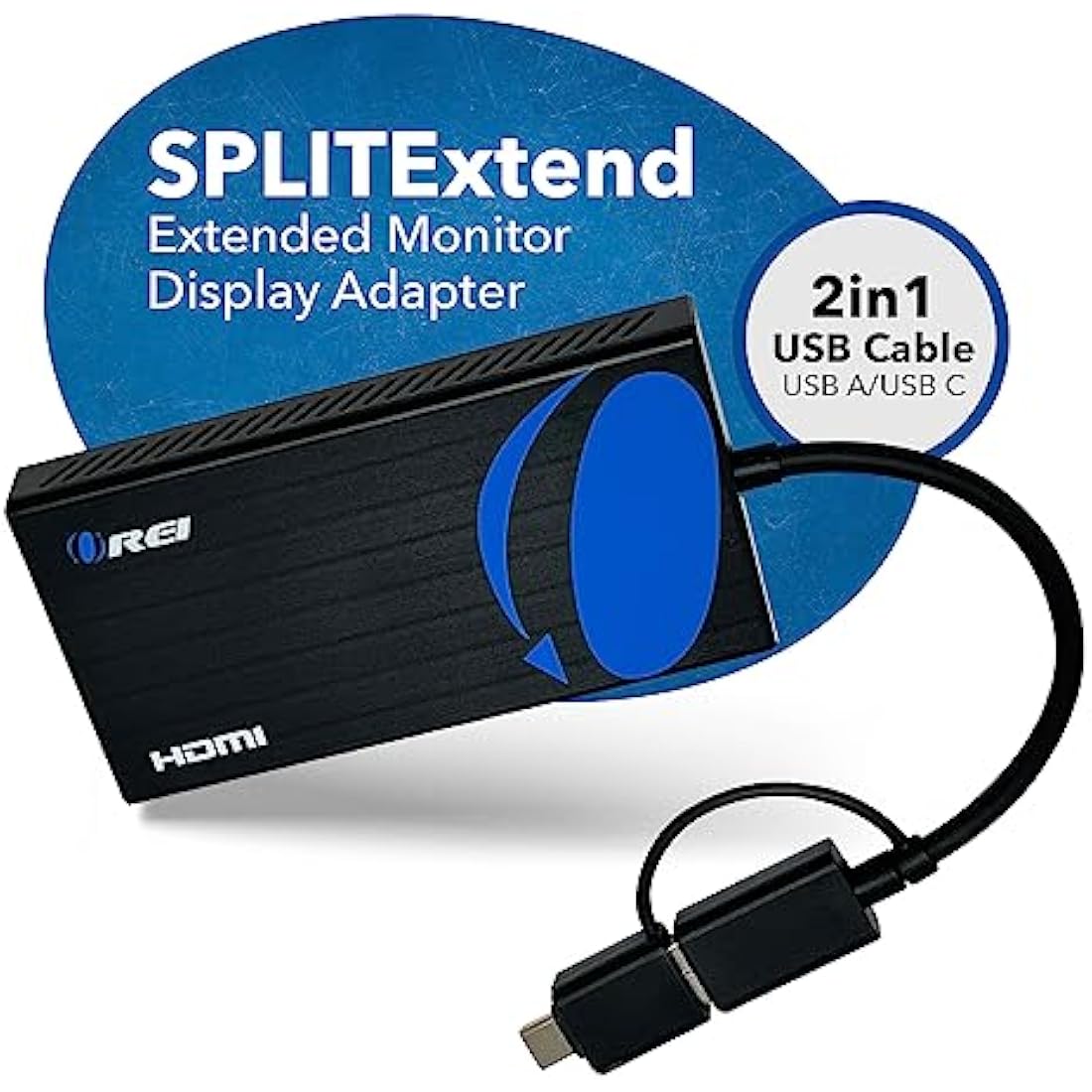 OREI SplitExtend HDMI Splitter Extended Display for Dual Monitor - Multi-Monitor Display 3 Separate Screens - USB A & USB-C Adapter to HDMI 2.0, 4K@30Hz Output 1, 1080p Output 2 for Windows, Mac OS G
