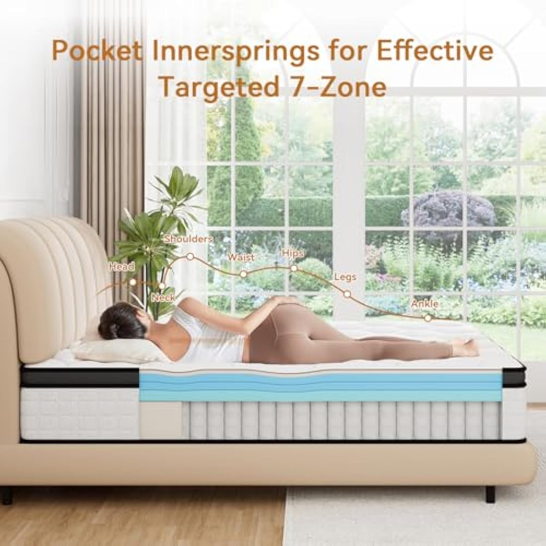 ABENE Mattress 10.6 Inch Single Memory Foam Pocket Spring Mattress 3FT, Medium Firm Hybrid 7 Zone Orthopedic, OEKO-TEX Certified Soft Fabric (90x190x27cm)