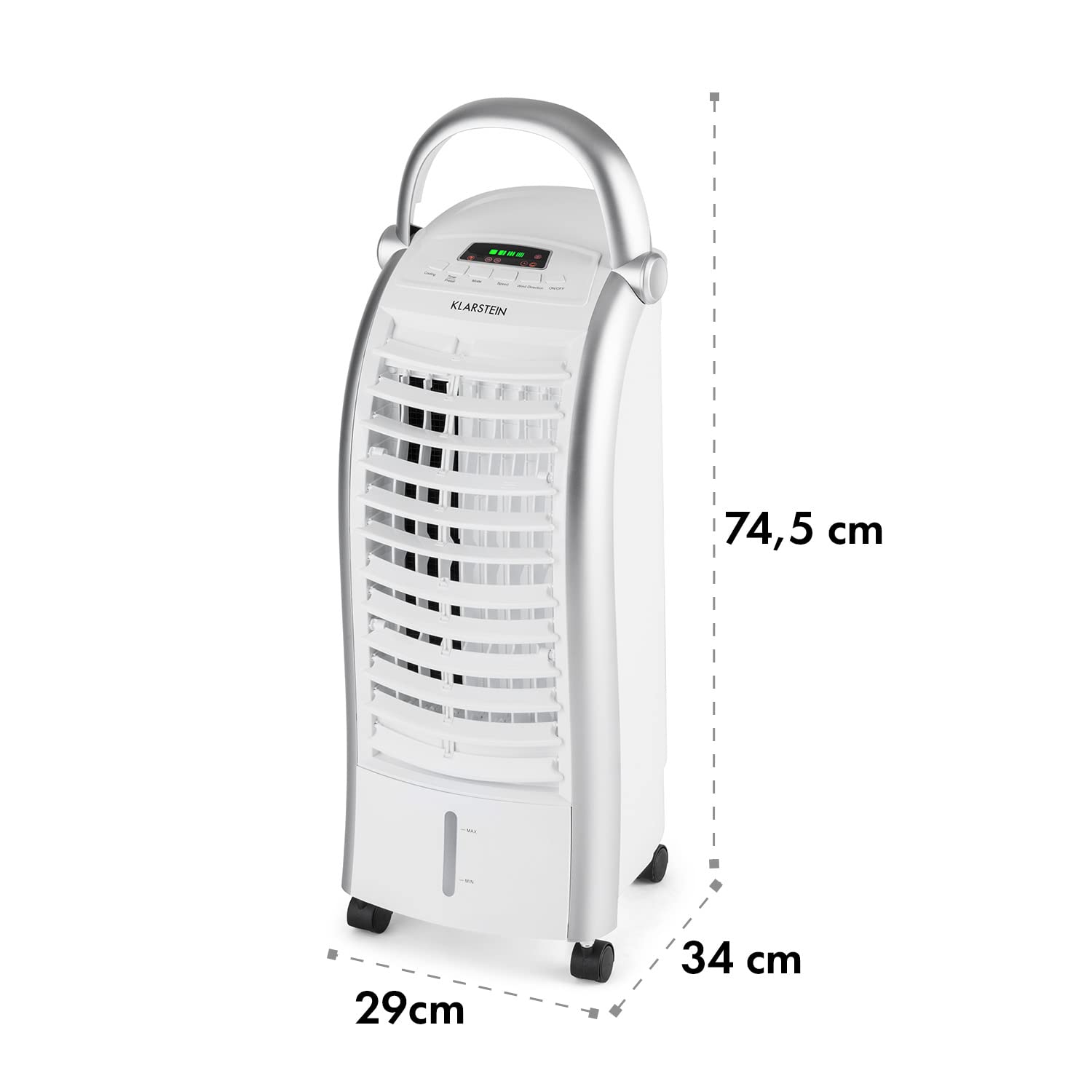Klarstein 65W Portable Air Cooler, 4-In-1 Evaporative Air Coolers for Home, Silent with Night Mode, Humidifier, Ventilator, Small Water Cooler, 6 L Ice Fan Portable Cooler, 444m³/h Air Flow, White