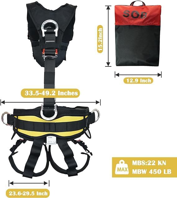 Full Body Safety Harness - Adjustable Outdoor Mountain Climbing Belt for Rock & Tree Climbing, Fire Rescue