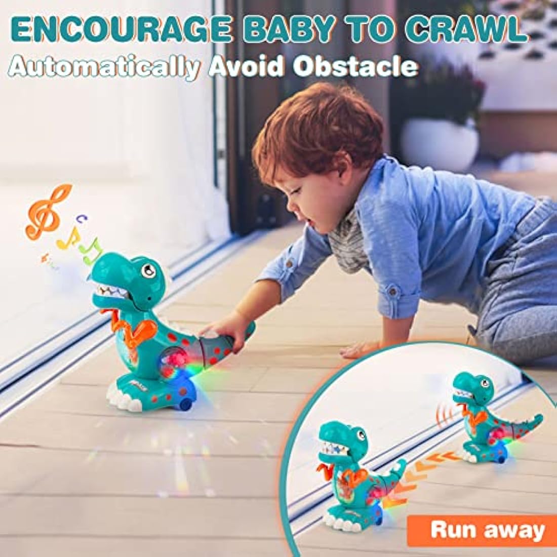 DINORUN Baby Toys Crawling Walking Dinosaur Toys With Musical Light for Boys And Girls Baby Sensory Sound Toys Toddler Birthday Gifts
