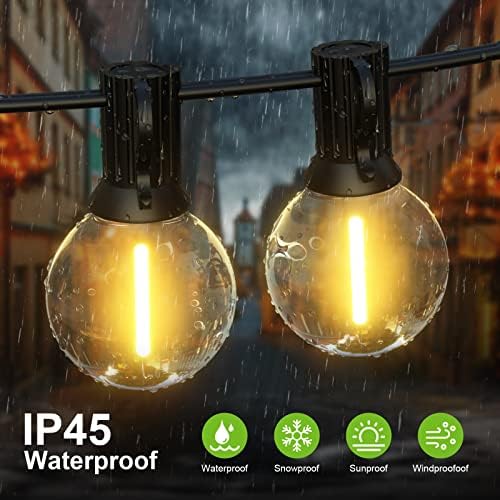 Outdoor String Lights, 15M/50FT 25+1 LED Outdoor Lights Mains Powered, G40 Plastic Shatterproof Led Garden String Bulbs for Outside, Pergola, Yard, Wedding, Christmas, Backyard, Party, Patio
