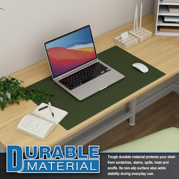 K KNODEL Small Office Leather Desk Mat, Mouse and Keyboard Pad, Computer and Laptop Mat, Desktop Protector and Cover, Writing Pad and Blotter (60x35cm, Dark Green)