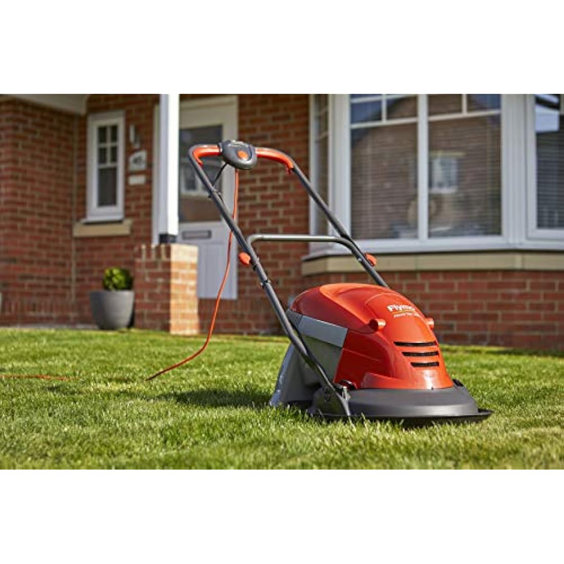 Flymo Hover Vac 250 Electric Hover Collect Lawn Mower - 1400W, 25cm Cutting Width, 15L Grass Box, Ambidextrous Handles, Folds Flat, Orange and Grey