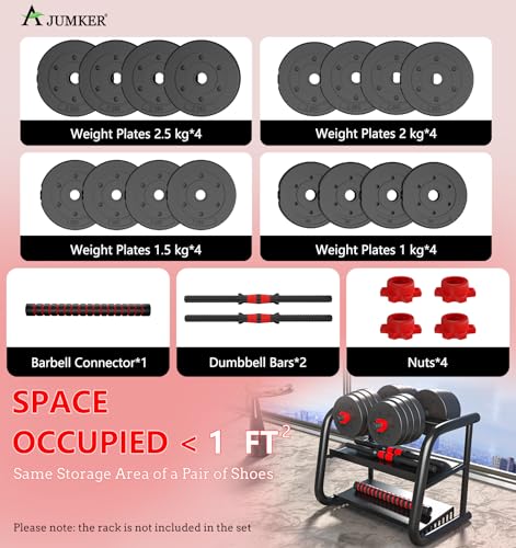 AJUMKER Dumbbells Barbell Set 20KG 30KG,Adjustable Dumbbells Barbell Set, Adjustable Lifting Training Set for Men and Women, Body Workout Home Gym