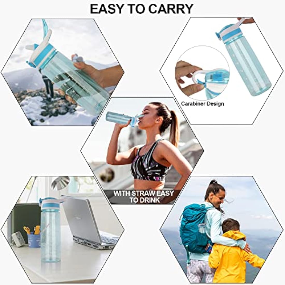 VENNERLI Water Bottle with Straw and Time Marking, Sports Water Bottle BPA Free Leak Proof Dishwasher Safe Reusable Tritan Drinks Bottle Durable Motivational for Adults Outdoor 800ml