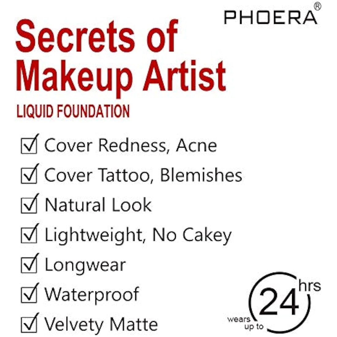 AQUAPURITY PHOERA Full Coverage Foundation New Formula Waterproof Long Lasting Oil Free Velvet Matte Liquid Foundation for Oily Skin Flawless Makeup Base Cream Concealer (101 Porcelain…)