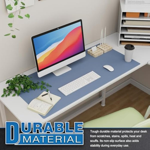 Knodel Leather Desk Pad, Large Mouse and Keyboard Mat for Laptop and Desktop, Protector Mat and Blotter (90x43cm, Lake Blue)