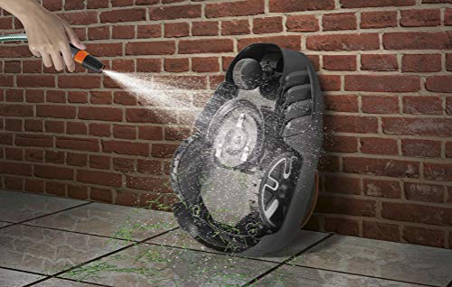 Flymo EasiLife 250 GO Robotic Lawn Mower - Cuts Up to 250 sq m, Ultra Quiet Mowing, Manicured Lawn, Bluetooth Application Control, Safety Sensors, Hose Washable, Lifestyle Functions, Orange and Grey