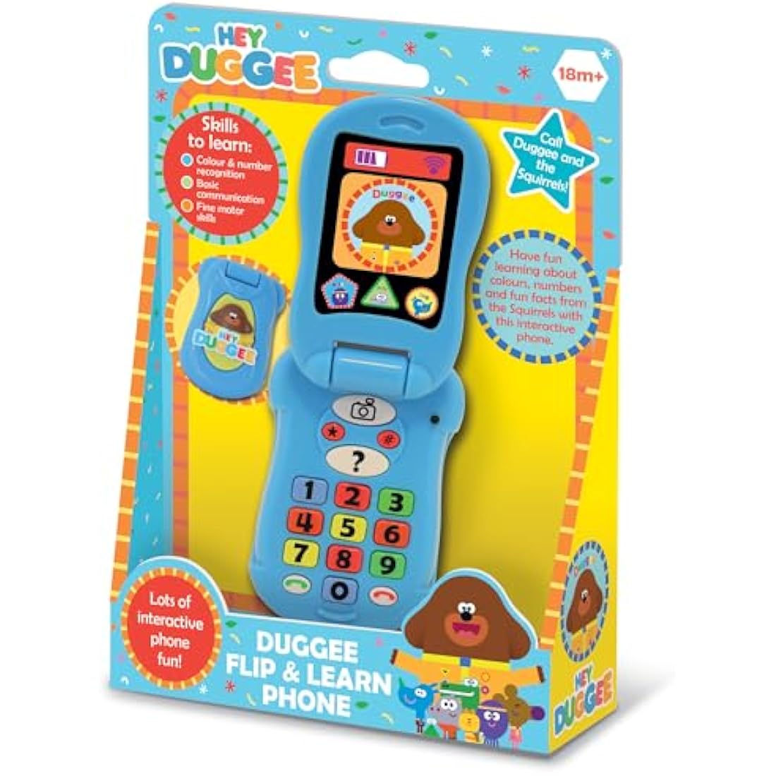 Hey Duggee Toys, Flip & Learn Toy Phone For Kids - Helps Child Development, Learning, Problem Solving, Communication, Hand-Eye Coordination and Motor Skills, 18+ Months, Blue