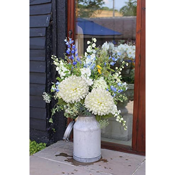 6'' Large Artificial Chrysanthemum Flowers with 25.6'' Long Stem, 4 pcs White Fake Silk Flowers Faux Ball Flowers for Home Decor, Bridal, Wedding, Party, Garden, Floral Arrangement