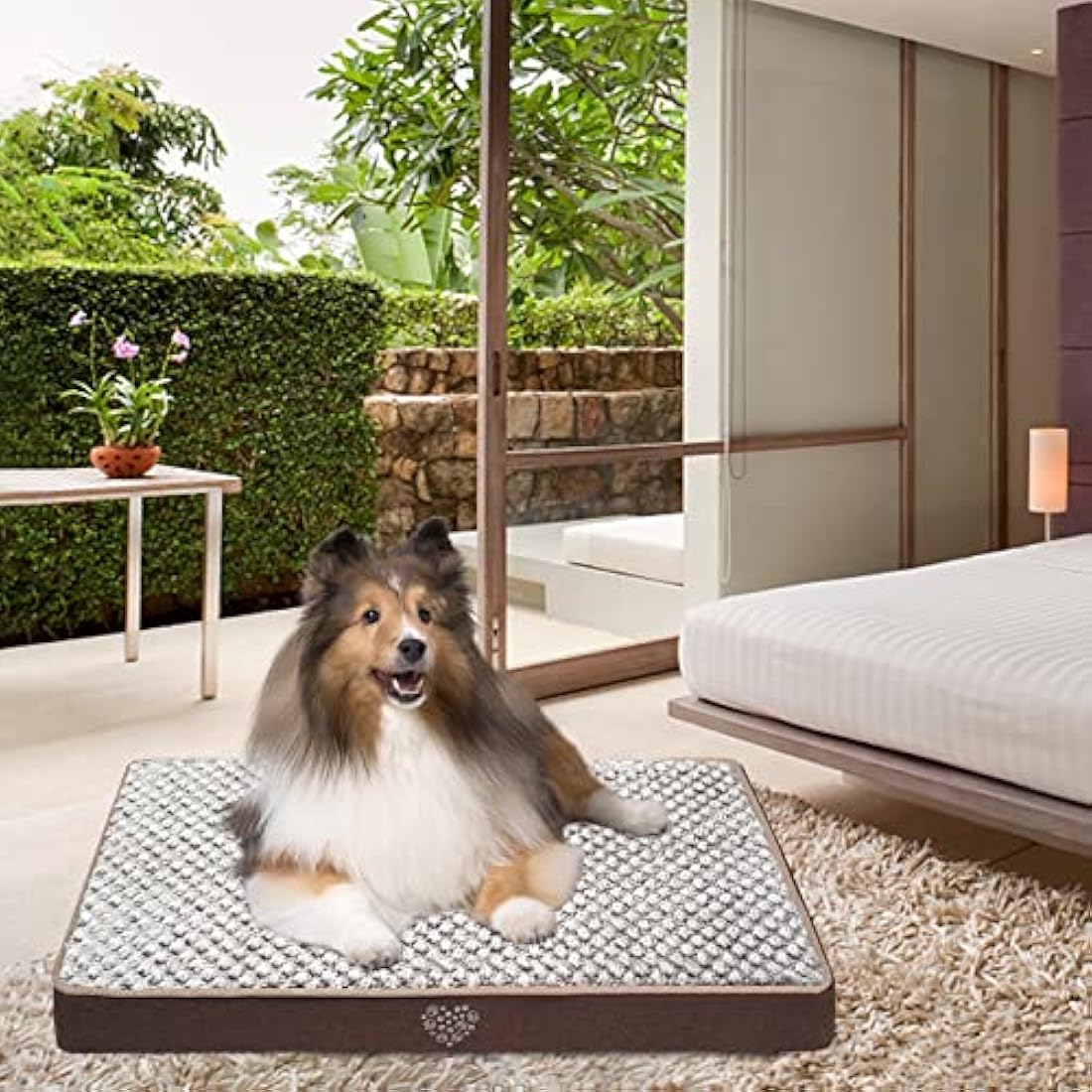 VANKEAN Waterproof Reversible Dog Bed Mat With Removable Machine Washable Cover, Mattress for Crate, Pad for Small to Large Dogs, Navy/Grey