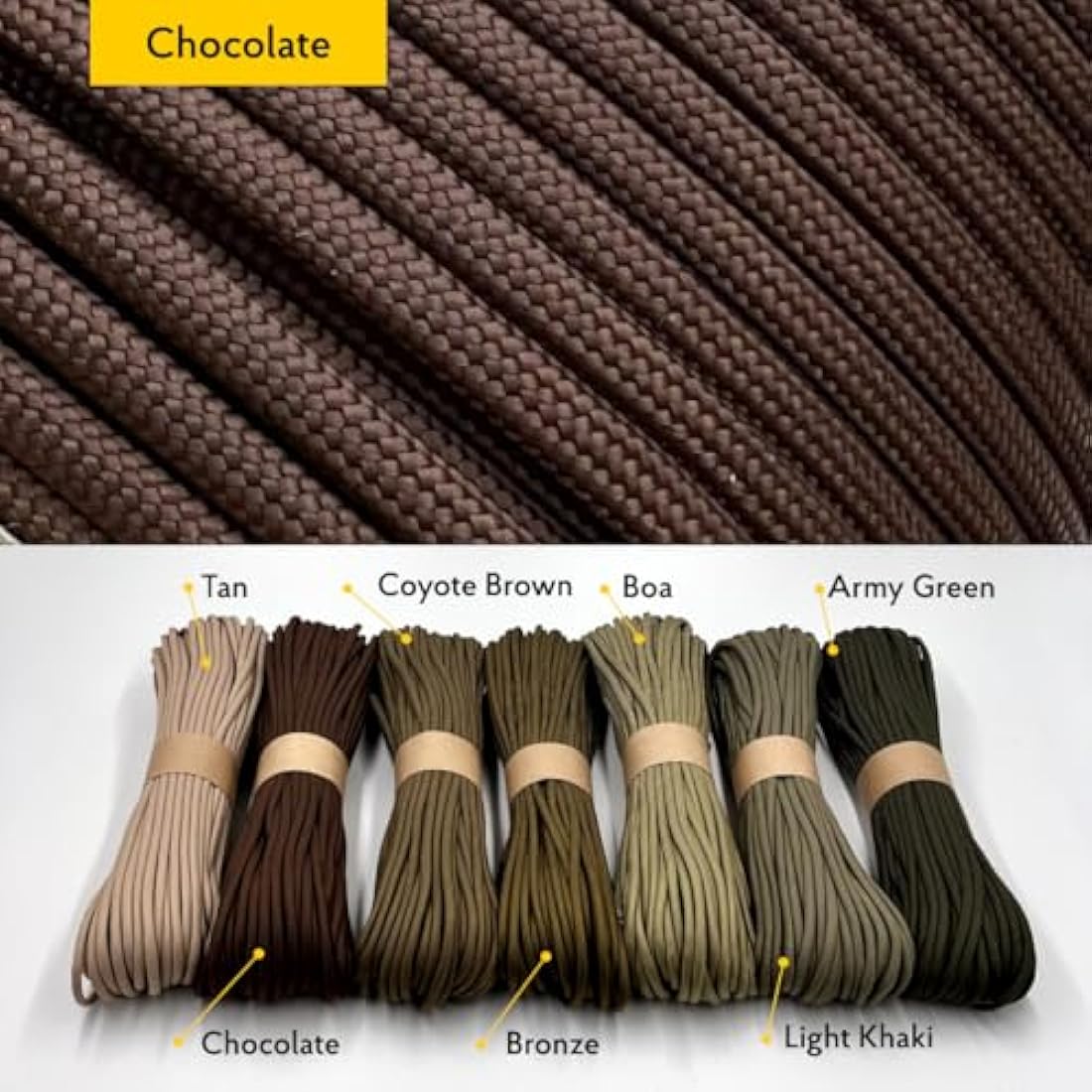 EdcX Paracord 4mm, 35+ Solid Colors (10m, 15m, 30m, 50m, 100m, 300m) | Ideal for Crafting, DIY, Camping, Survival, Outdoor | 100% Nylon Rope 4mm | Tactical Cord 550 Type III