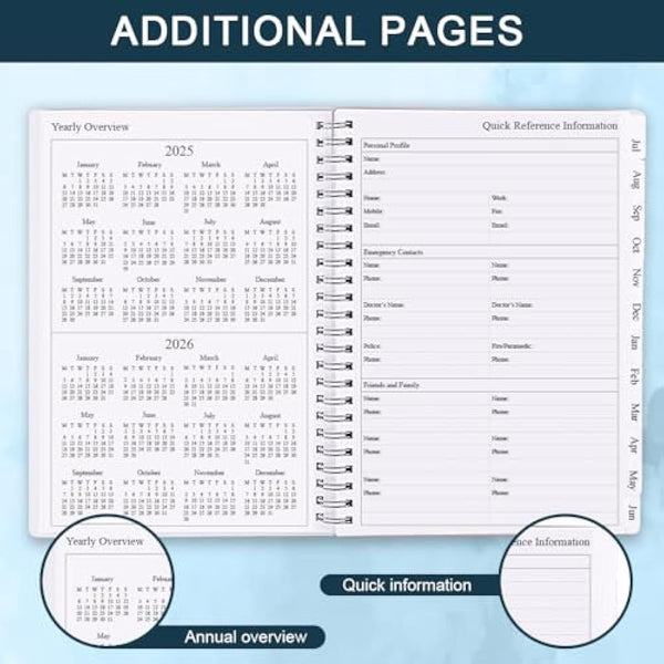 Diary 2025-2026, A5 Weekly/Monthly Planner with Monthly Tabs, 2025-2026 Planner from Jul 2025 to Jun 2026, Twin-Wire Binding,Easy to Organize Your Daily Life,14.8×21cm, Planners 2025-2026 Week to View
