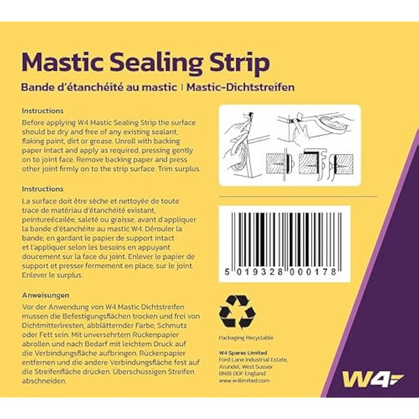 W4 Mastic Sealing Strip for Caravans & Motorhomesmm – Grey 32mm Weatherproof Sealant for Overlap Joints, Awning Rails, Roof-Lights, Window Surrounds & External Trims, Durable & Easy to Apply