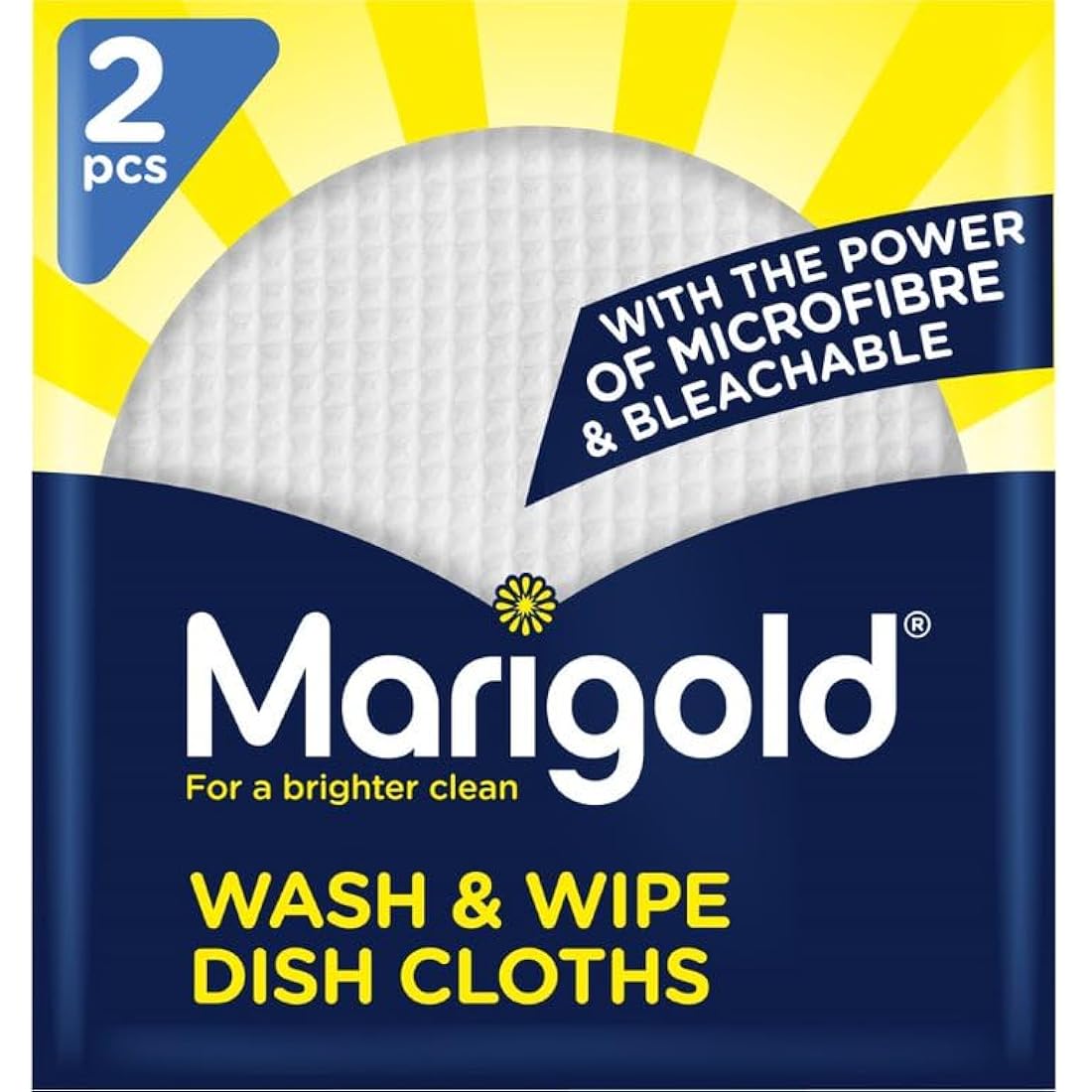 Marigold Wash and Wipe Kitchen Cloth, 12 Packs of 2 Cloths, White