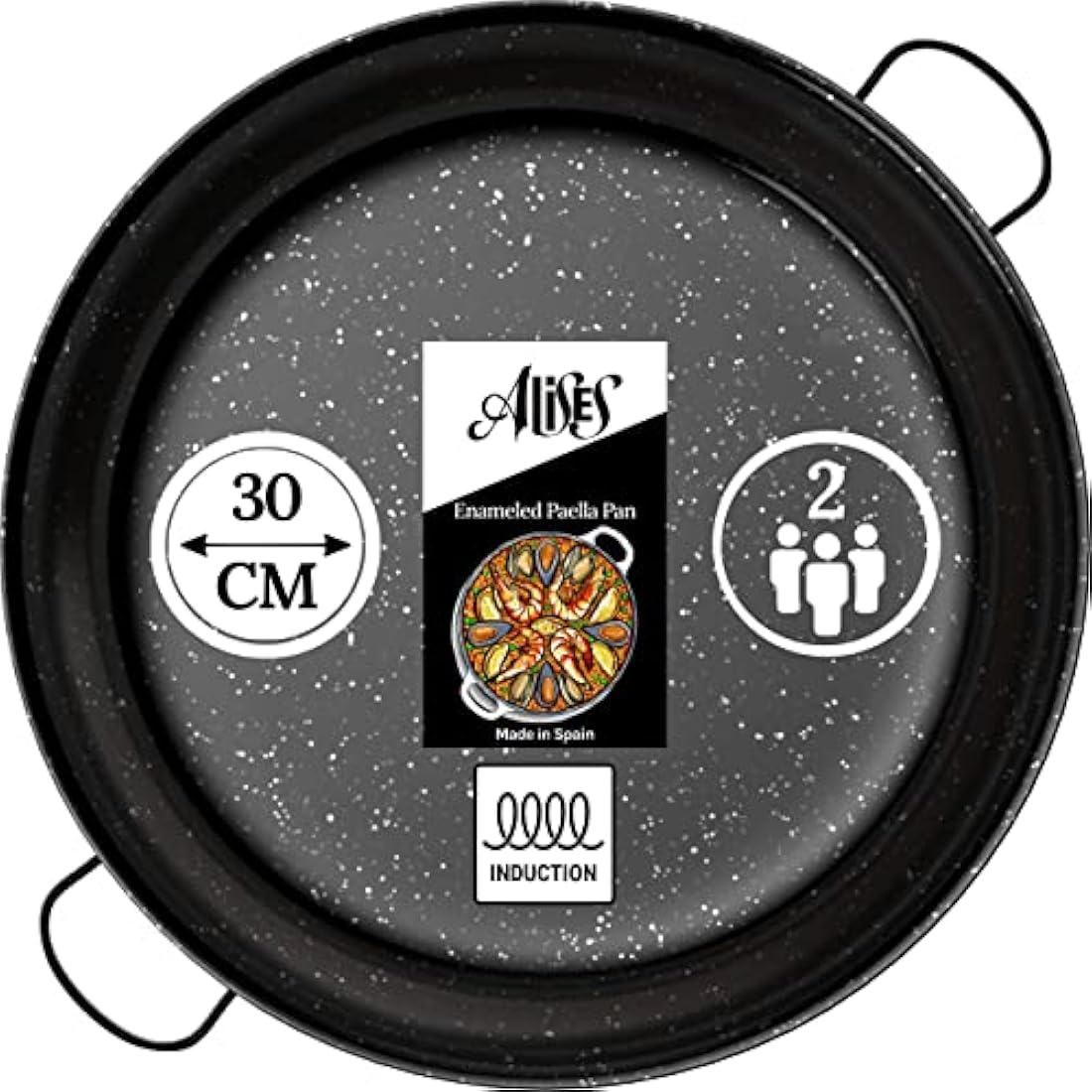 Alises - Enamelled Carbon Steel Induction Paella Pan (Naturally Non-Stick) 30 cm