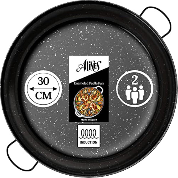 Alises - Enamelled Carbon Steel Induction Paella Pan (Naturally Non-Stick) 30 cm