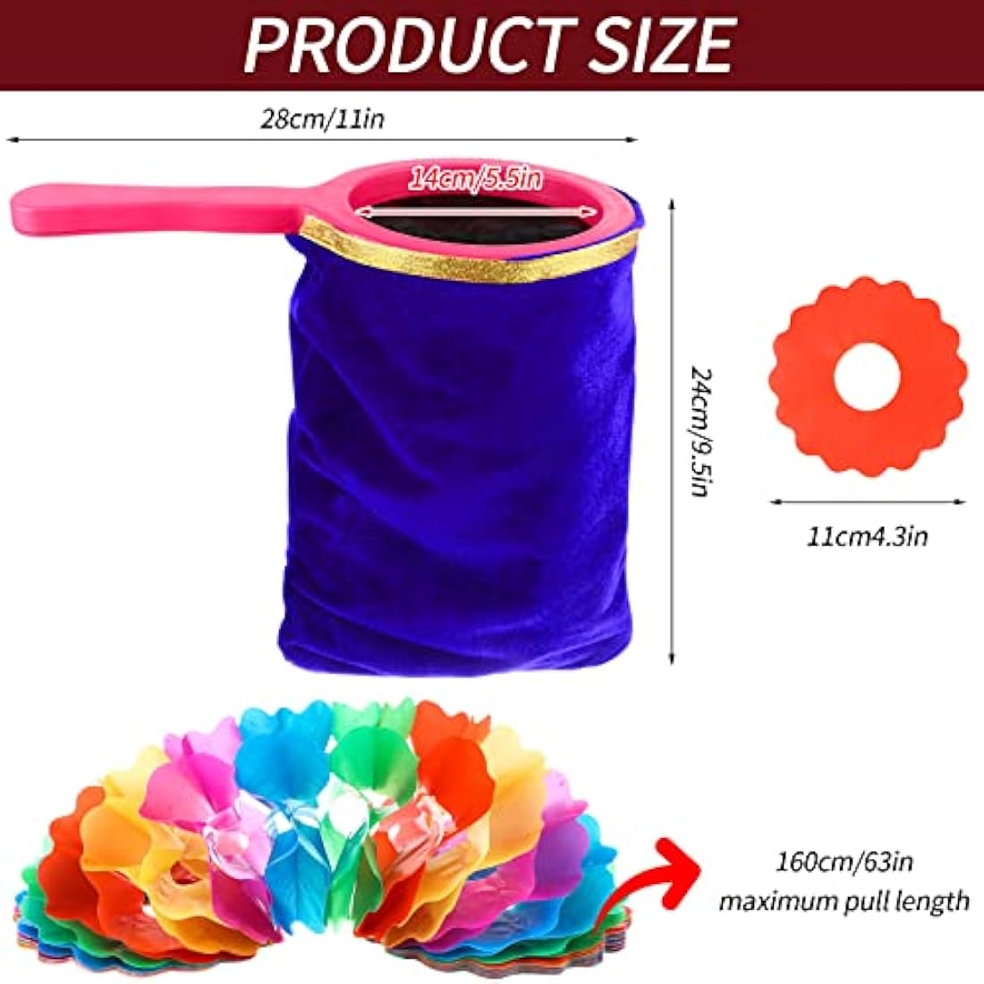 1 Set Magic Change Bag Twisting Tricks Bag with Magic Change Flower Handle Make Things Appear Disappear Magic Trick, Blue