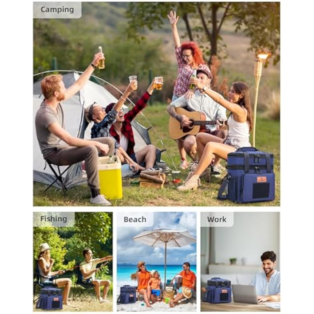 HSHRISH Large Insulated Tactical Lunch Bag for Man, Double Layer Insulated Large Cooler Bag for Men Adults Waterproof Leakproof Durable Lunch Bag for Work Outdoor Picnic 15L, Blue