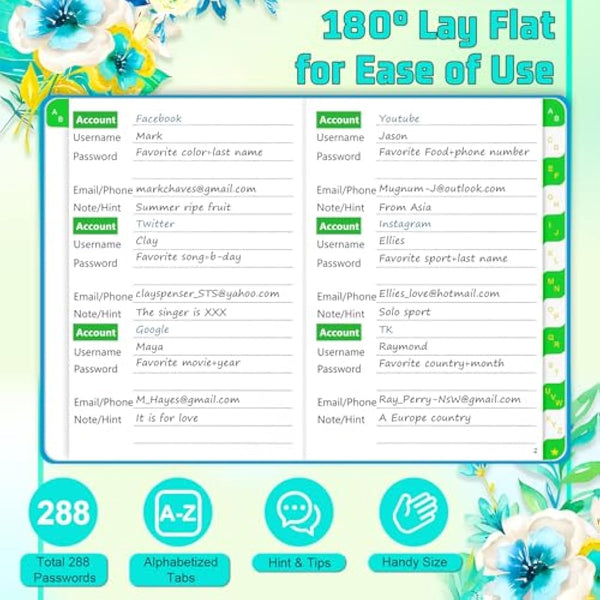 BLESWIN Password Book,Small Keeper Book with Alphabetical Tabs,Password Notebook for Computer and Internet Address Website Login,Password Men Women,Password Safety - Black,(PKB-Black)