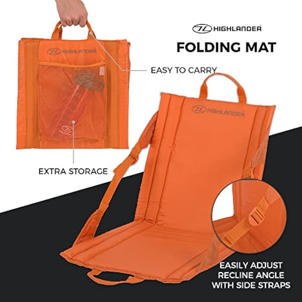 Highlander Outdoor Sit Mat - Portable Seat - Lightweight with Back Support and Pocket - Perfect as a Picnic Chair, Stadium Seat, Beach Chair, or Festival Chair