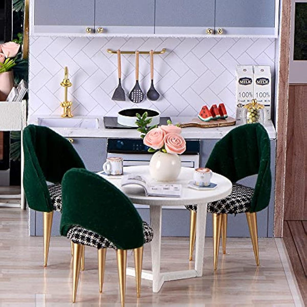 CUTEBEE Dollhouse Miniature with Furniture, DIY Wooden DollHouse Kit Plus Dust Proof and Music Movement, 1:24 Scale Creative Room Idea-L32