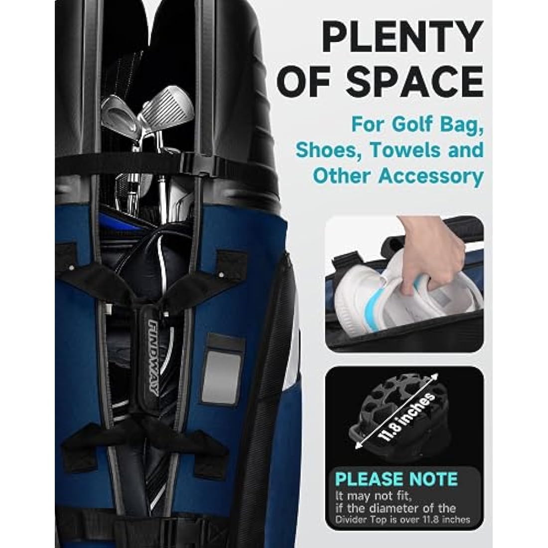 Findway Golf Travel Bag with Wheels, Premium Durable Waterproof Golf Travel and Flight Bag with Hard Case Top, Protection for Clubs, Portable and Lightweight