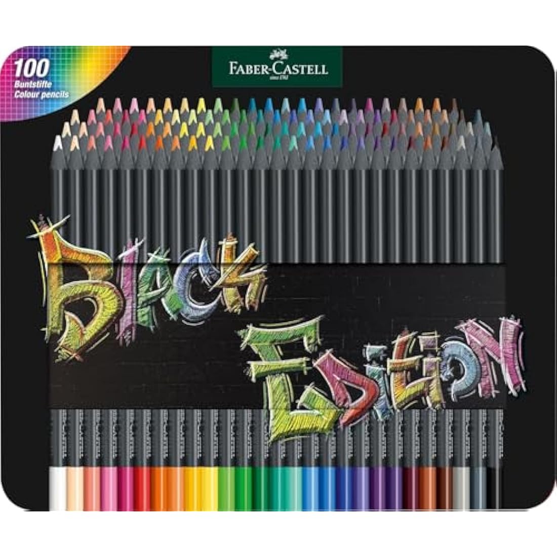 Faber-Castell Black Edition Colour Pencils, Tin of 100