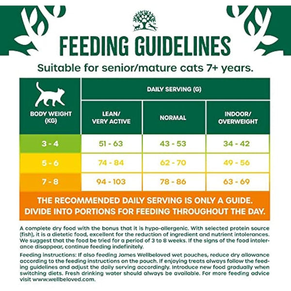 James Wellbeloved Senior Fish 4 kg Bag, Hypoallergenic Dry Cat Food