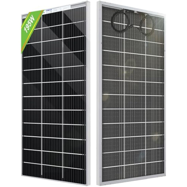 ECO-WORTHY Bifacial 195 Watt 12 Volt Solar Panel 12BB Monocrystalline Double-Sided Power Generation High Efficiency PV Solar Panel for Motorhome, RV, Campervan, Caravan, Boat, Home Off Grid