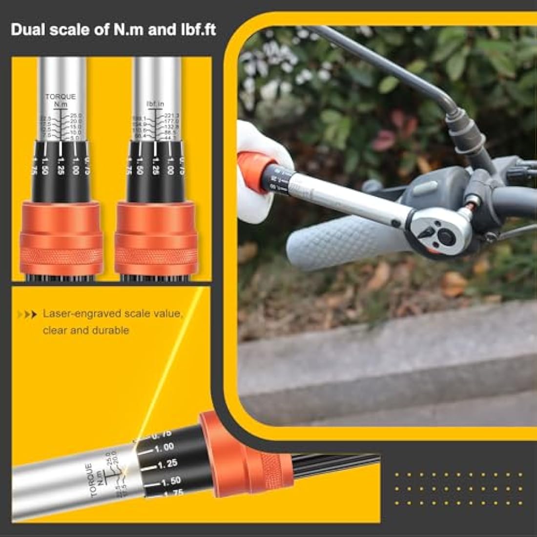 ATsafepro Bicycle Torque Wrench Set 5-25 Nm, 1/4 Inch Drive Click Torque Wrench Set with Dual Direction Adjustable 72 Tooth for Bike and Motorcycle Maintenance