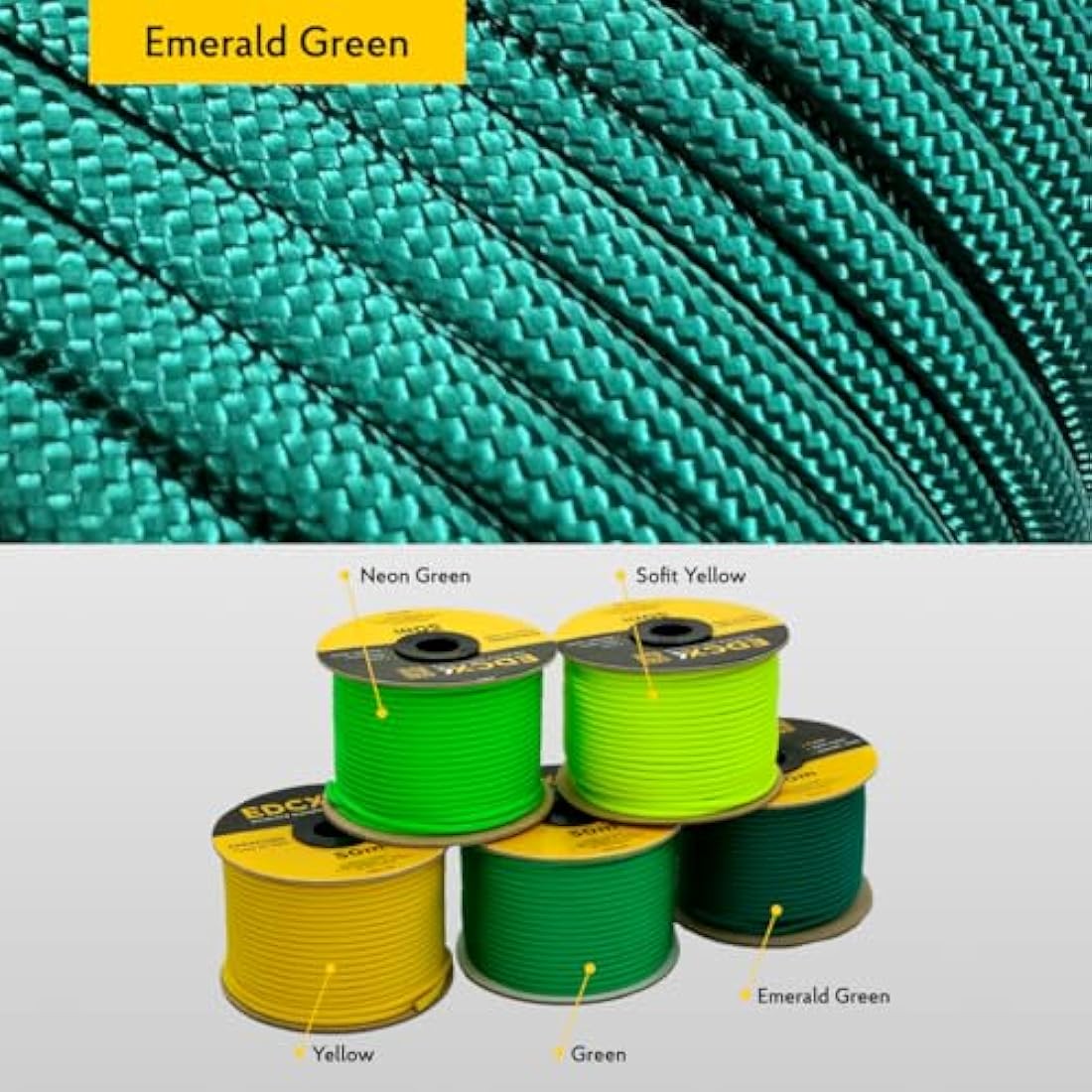 EdcX 4mm Rope 550 - Type III, 100% Rope, 7 Strand Rope, 4mm Rope in Solid Colors