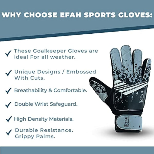 EFAH SPORTS Football Goalkeeper Gloves For Boys kids Children Youth Soccer Goalie Glove with Super Grip Palms