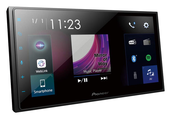 Pioneer SPH-DA160DAB Mechafree 6.8” Capacitive touchscreen multimedia player with Apple CarPlay, Android Auto and USB Mirroring for Android. Bluetooth, DAB/DAB+ Digital Radio, 13-band GEQ.