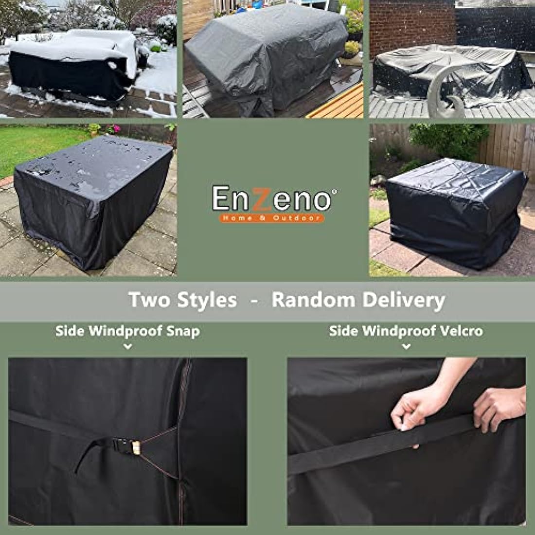 Enzeno Cube Garden Furniture Covers Waterproof with Air Vent, 200X200cm, Oxford Fabric Outdoor Patio Table Covers, Garden Square Chair and Table Rattan Sofa Cover for outside…