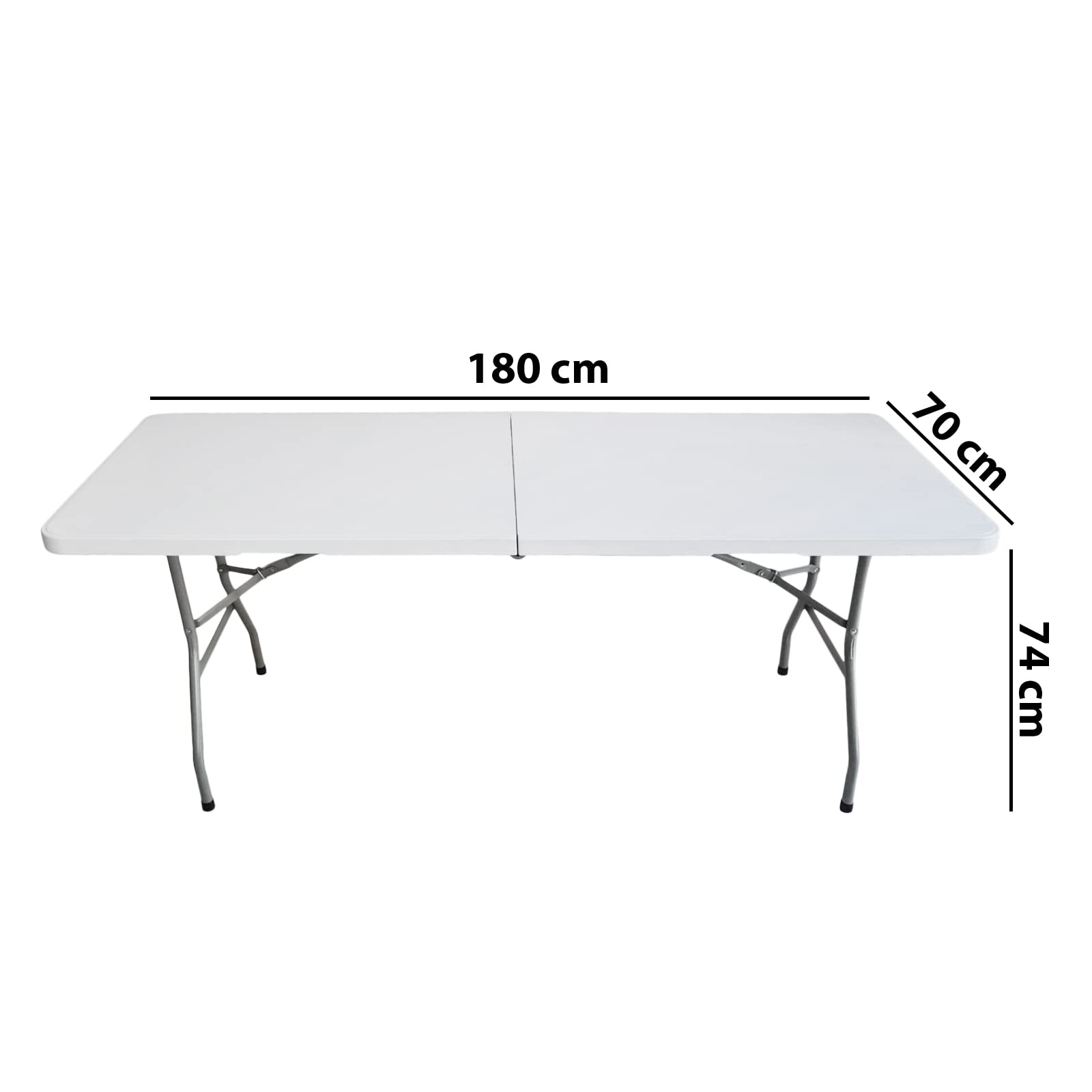 6ft Heavy Duty Folding Table - Ideal for Catering, Camping, Picnic, Party - Portable & Compact Trestle Table with Carry Handle - Indoor/Outdoor