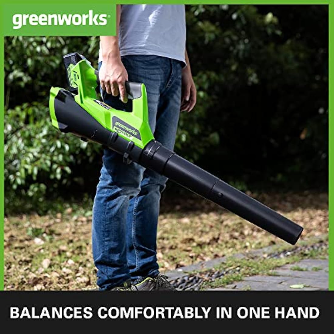 Greenworks 40V Cordless Leaf Blower with Cruise Control, Lightweight Axial Leaf Blower 177km/h 11.05m3/min, 2Ah Battery & Charger, Electric Leaf Blower Cordless Garden Blower, 3 Year Guarantee G40ABK2