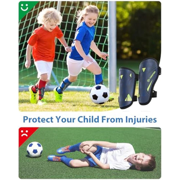 AirsFish Shin Pads Boys CE Certified Kids Football Shin Guards Breathable Non Slip Extended Adjustable Straps Lightweight Soccer Shin Pads for Boys Girls Teens Leg Calf Protective