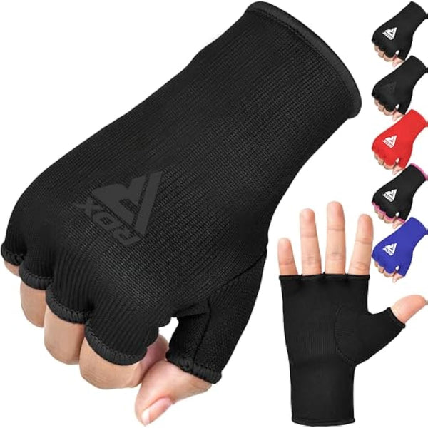 RDX Boxing Hand Wraps Inner Gloves for Punching - Half Finger Elasticated Bandages under Mitts Fist Protection - Great for MMA, Muay Thai, Kickboxing, Martial Arts Training, Combat Sports