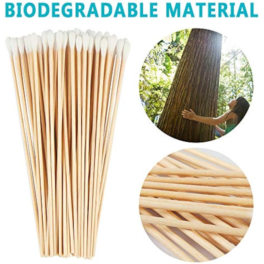 300 PCS Cotton Swabs Biodegradable Long Wood Handle Cotton Buds for Cleaning Polishing Jewelry Arts and Crafts Applying Paint Glue Epoxy Lubrication