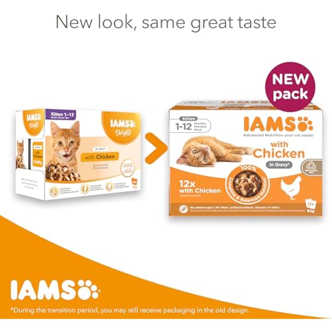 IAMS Kitten Wet Cat Food Chicken in Gravy 12 x 85g