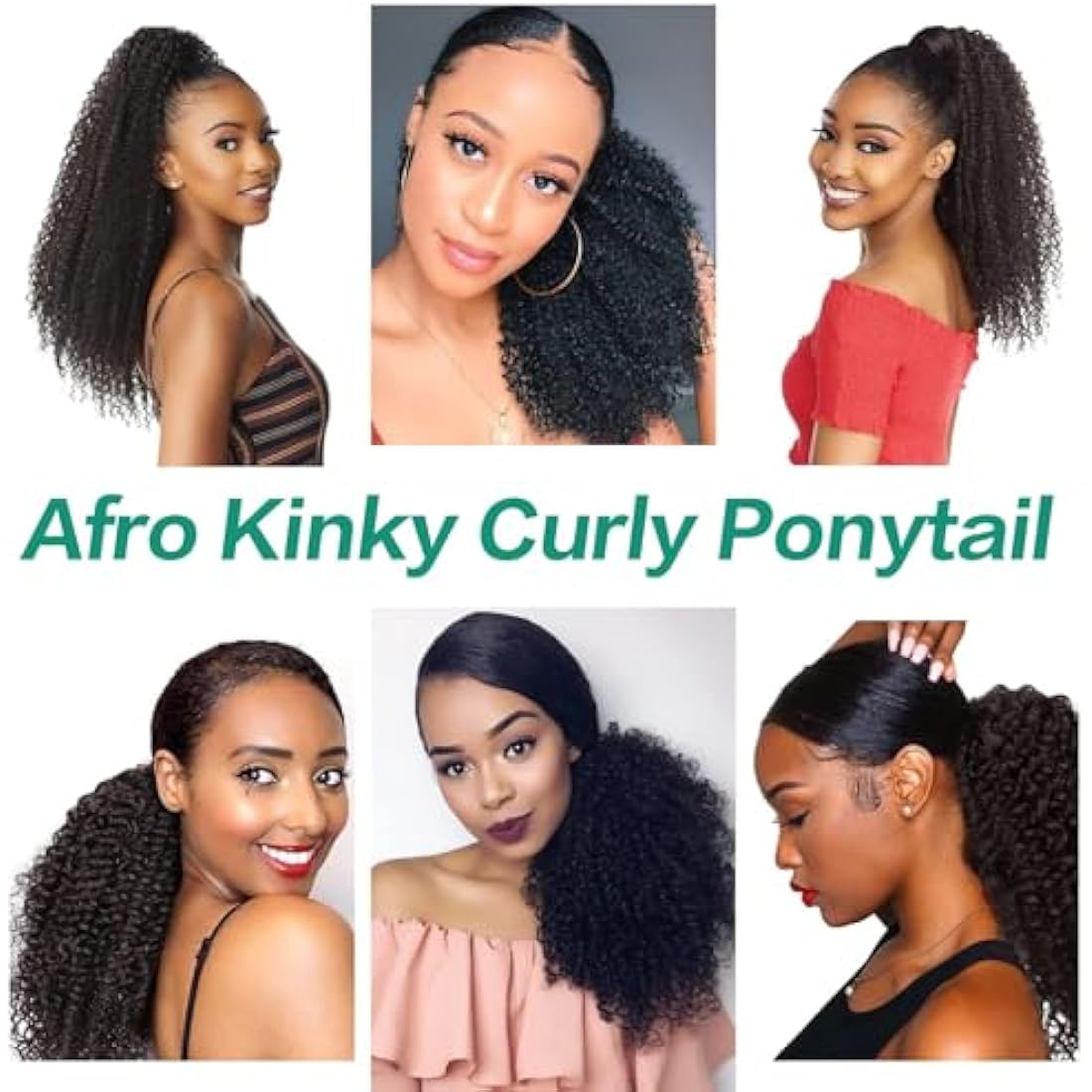 Afro Puff Drawstring Human Hair 4C Afro Kinky Curly Ponytail for Black Women - Natural Black Ponytail Extension - 16 Inch